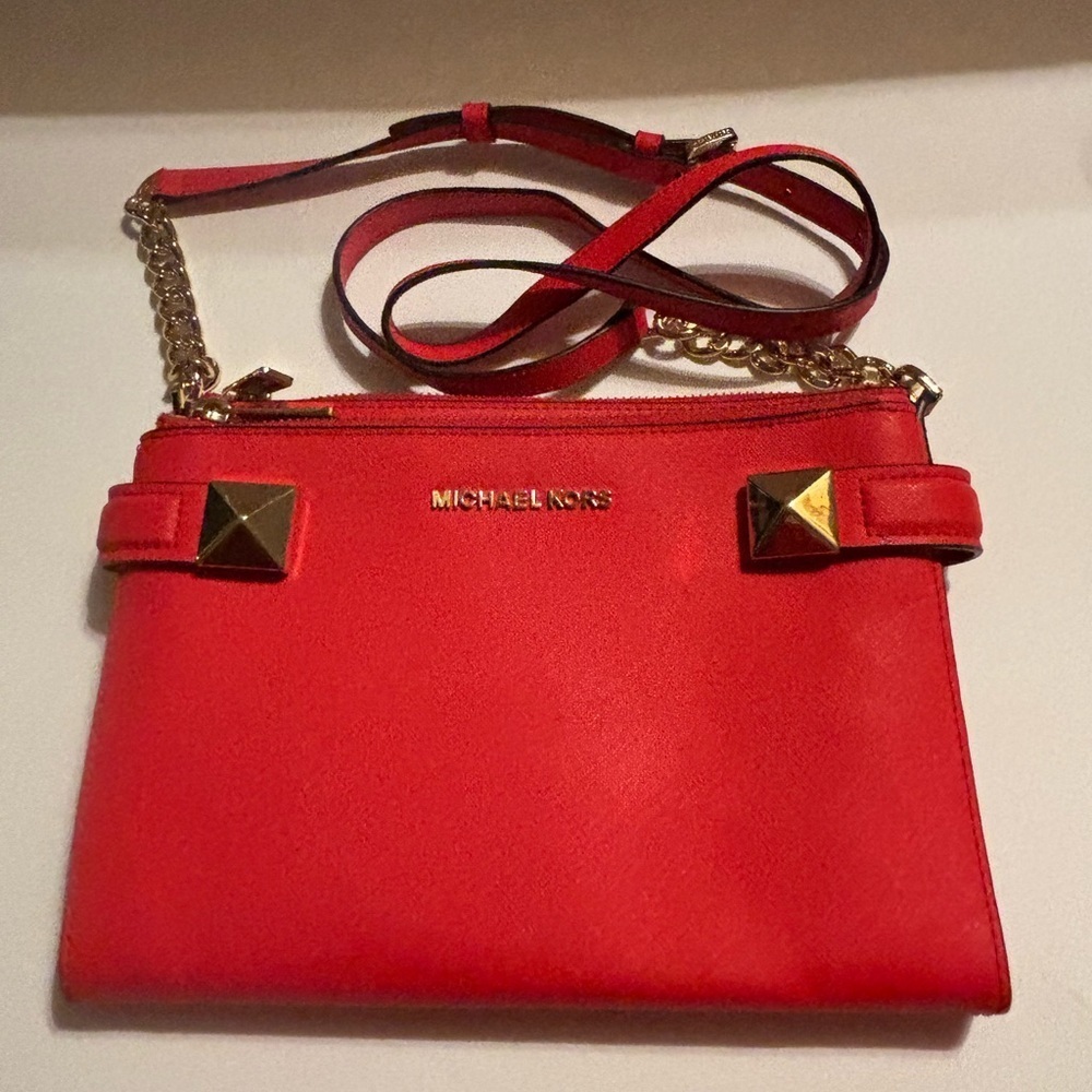 Michael Kors Karla Red Saffiano Leather Crossbody